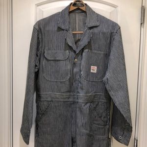 Pointer Brand striped denim coveralls